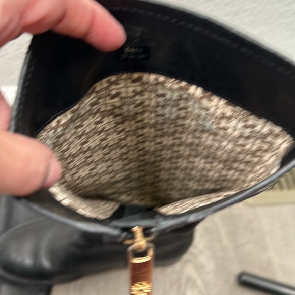 Tory Burch Julian Black Pebble Leather with Gold Emblem Tall Riding Boots Size 7 - Picture 15 of 16